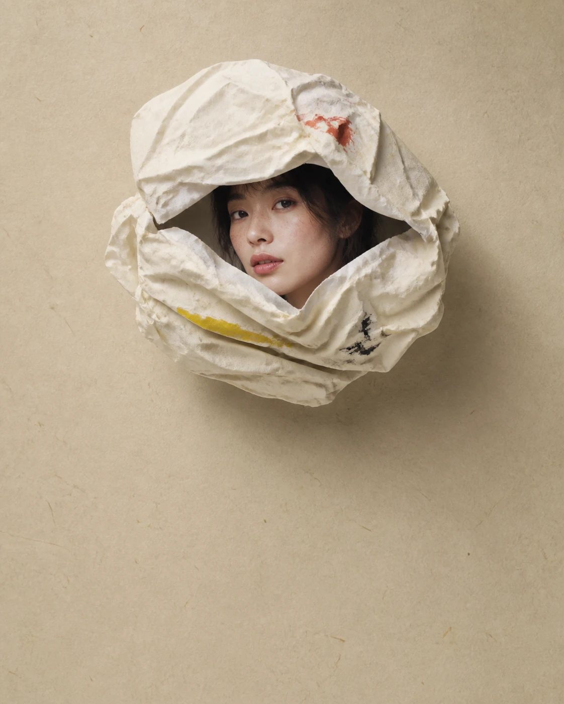 Photographed paper fold material used in a Paper Animation template